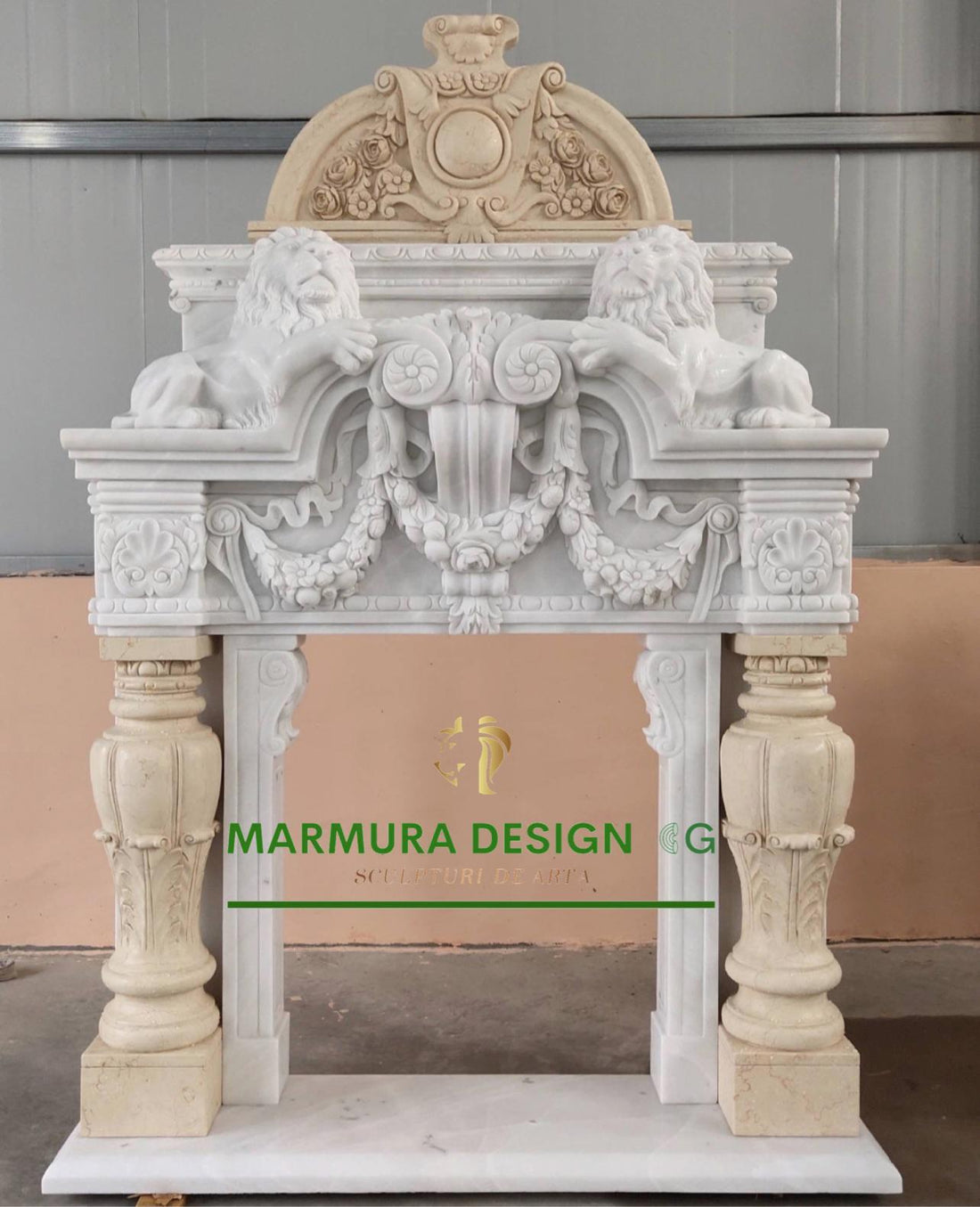 Royal Lions Marble Fireplace